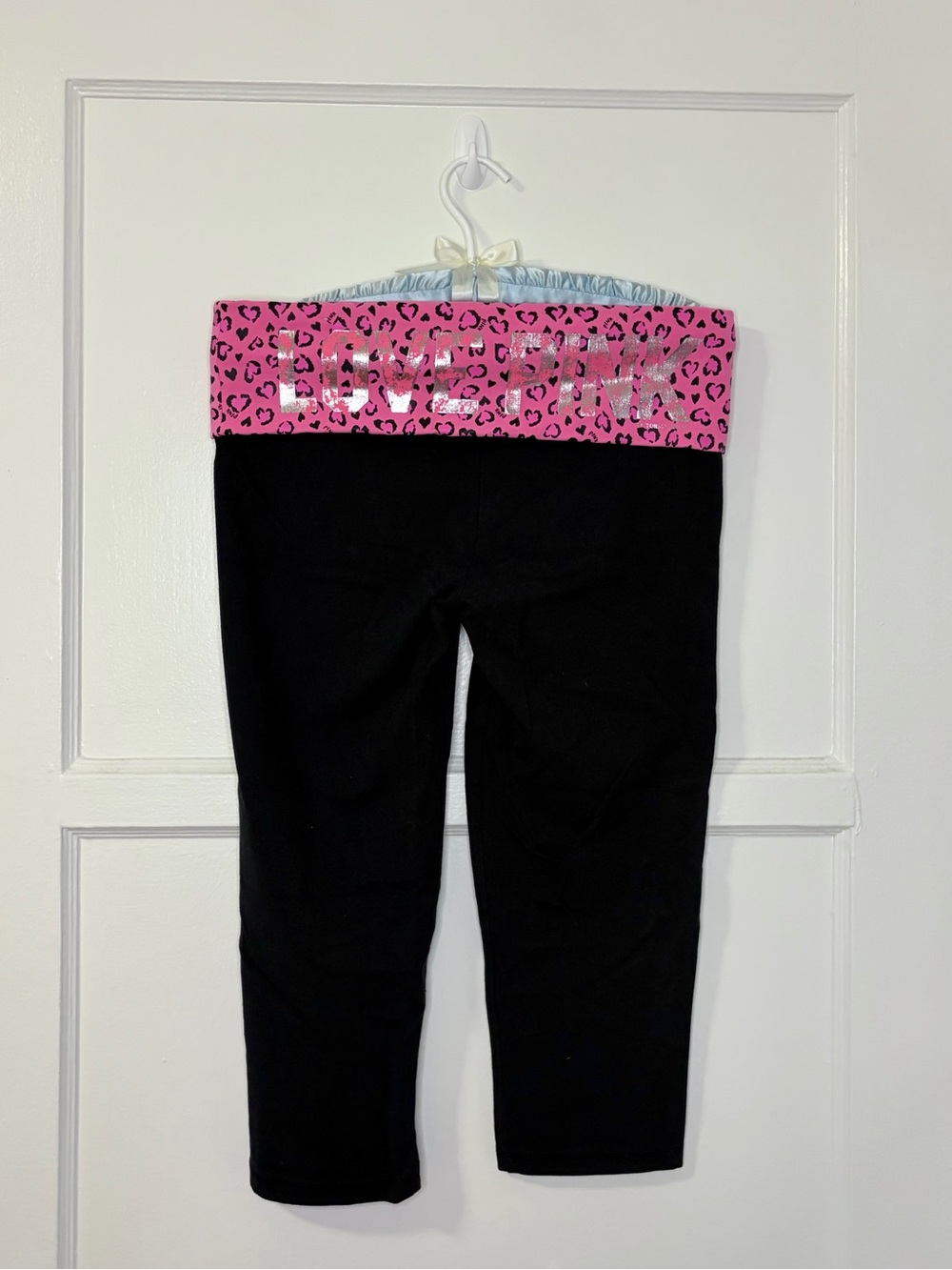 Vintage Victoria's Secret PINK Cheetah Print Fold Over Waist Capri Leggings